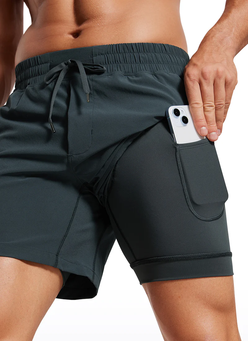 Feathery-Fit 2 in 1 Athletic Shorts 5''- with Pockets - Image 25