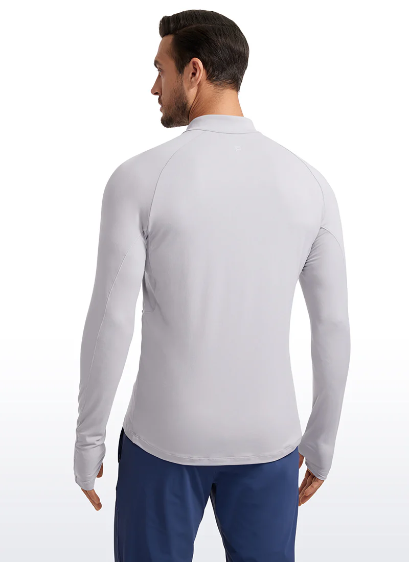 Brushed Half Zip Long Sleeve with Thumbhole - Image 2
