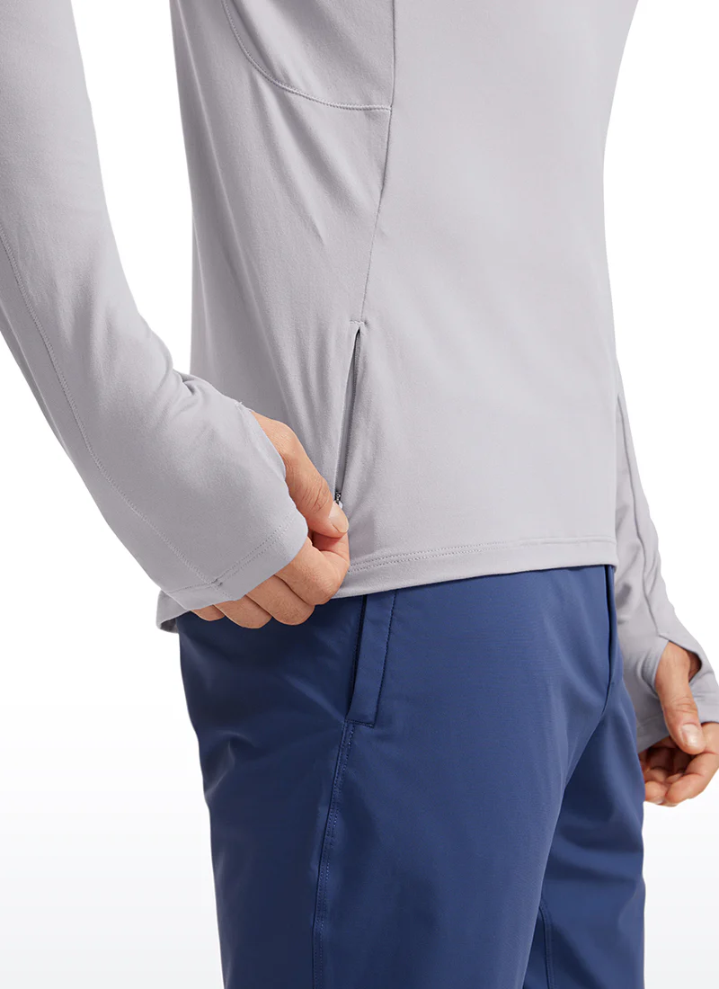 Brushed Half Zip Long Sleeve with Thumbhole - Image 4