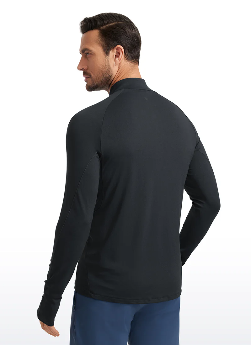 Brushed Half Zip Long Sleeve with Thumbhole - Image 6