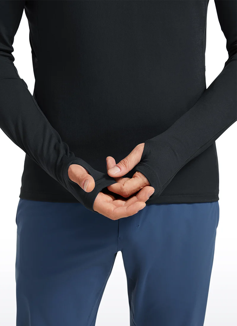 Brushed Half Zip Long Sleeve with Thumbhole - Image 7