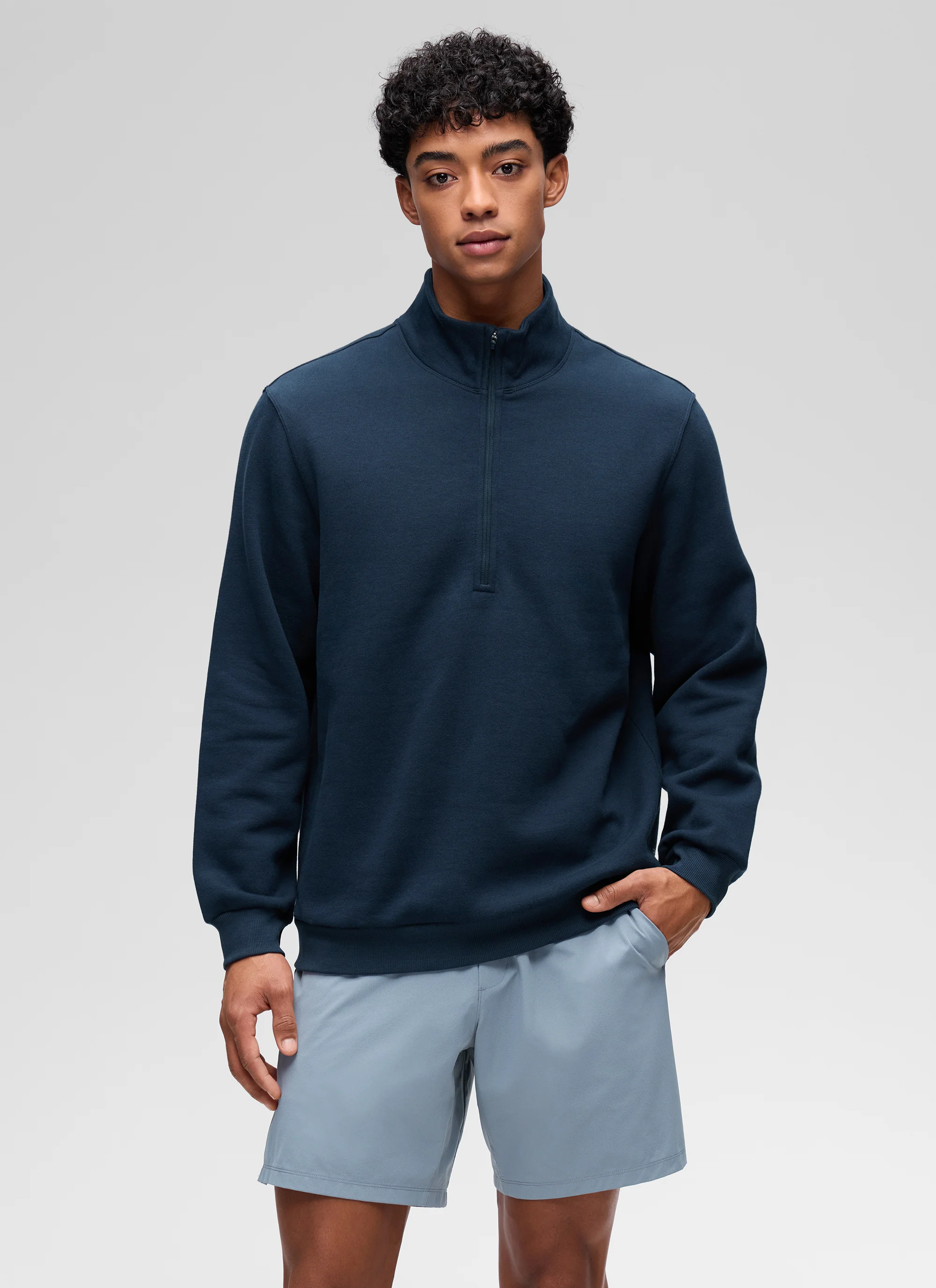 Fleece Lined Half Zip Sweatshirts Mock Neck - Image 10