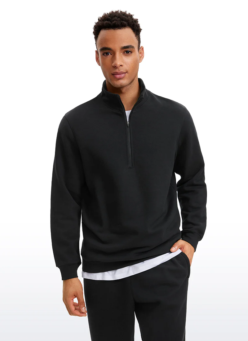 Fleece Lined Half Zip Sweatshirts Mock Neck - Image 14