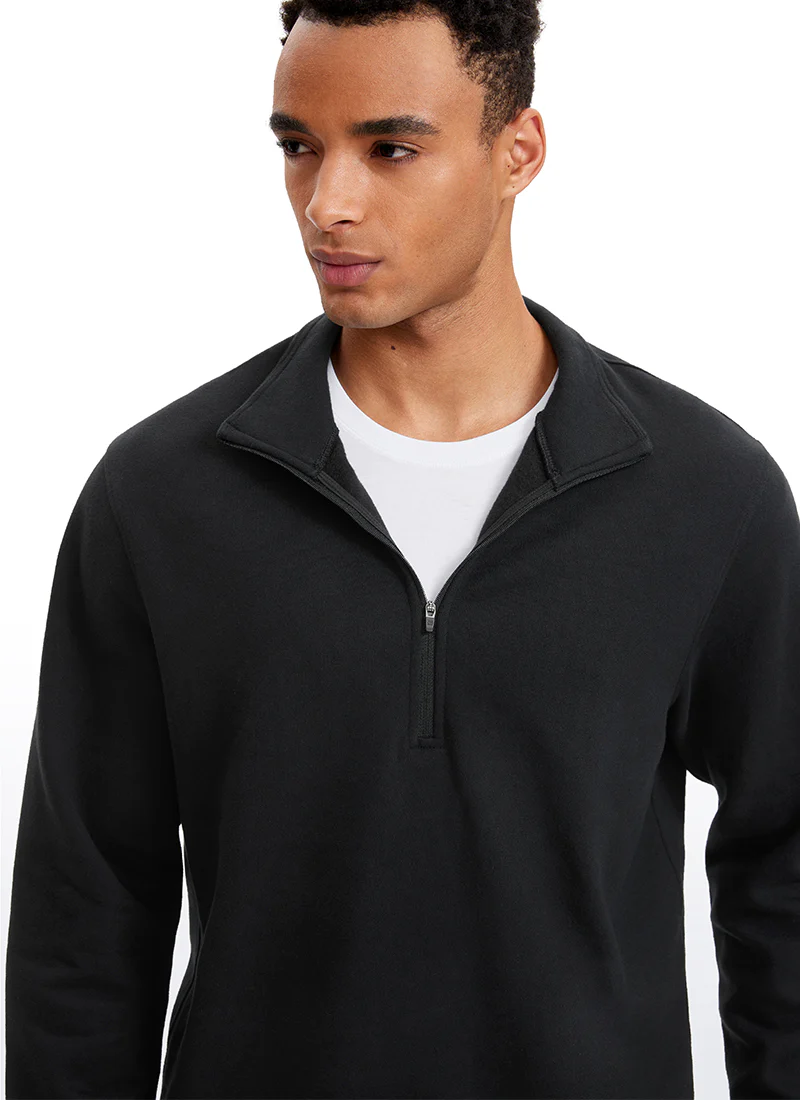 Fleece Lined Half Zip Sweatshirts Mock Neck - Image 17