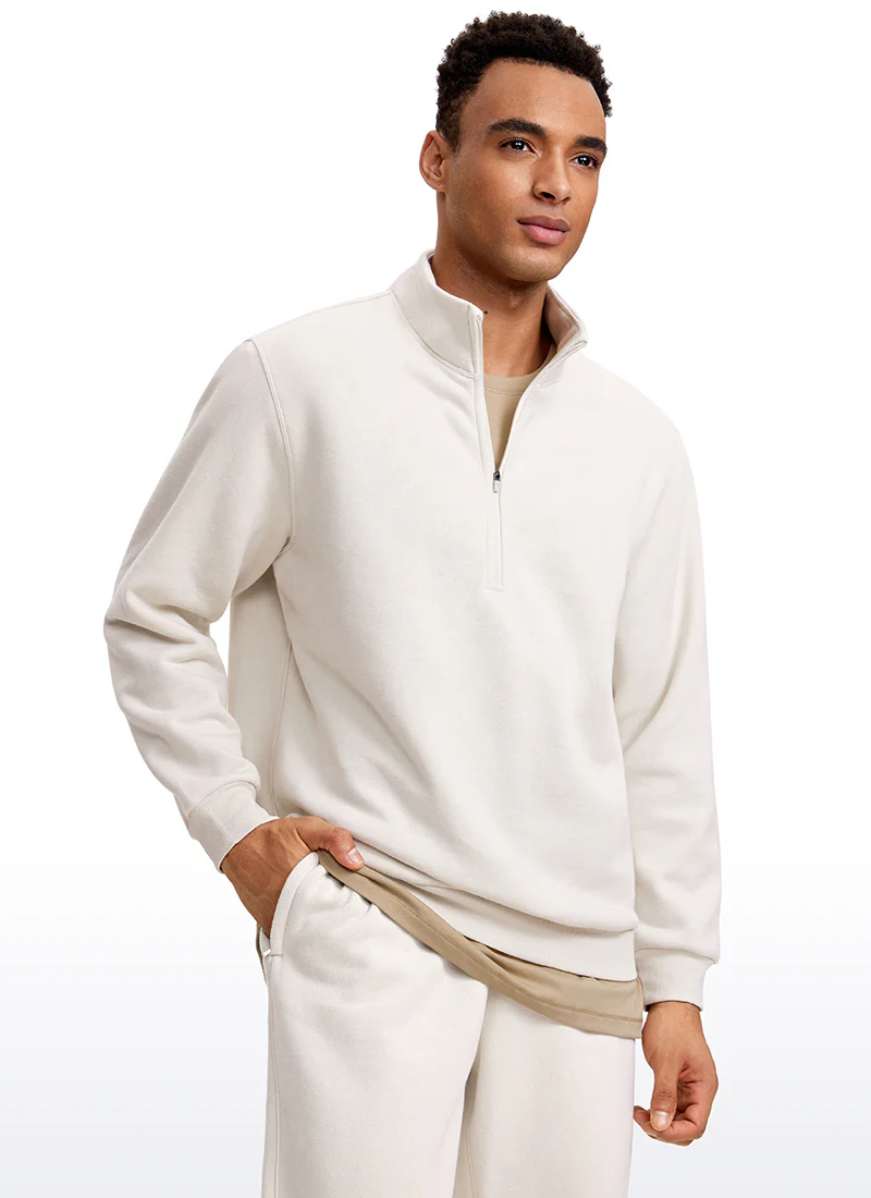 Fleece Lined Half Zip Sweatshirts Mock Neck - Image 19