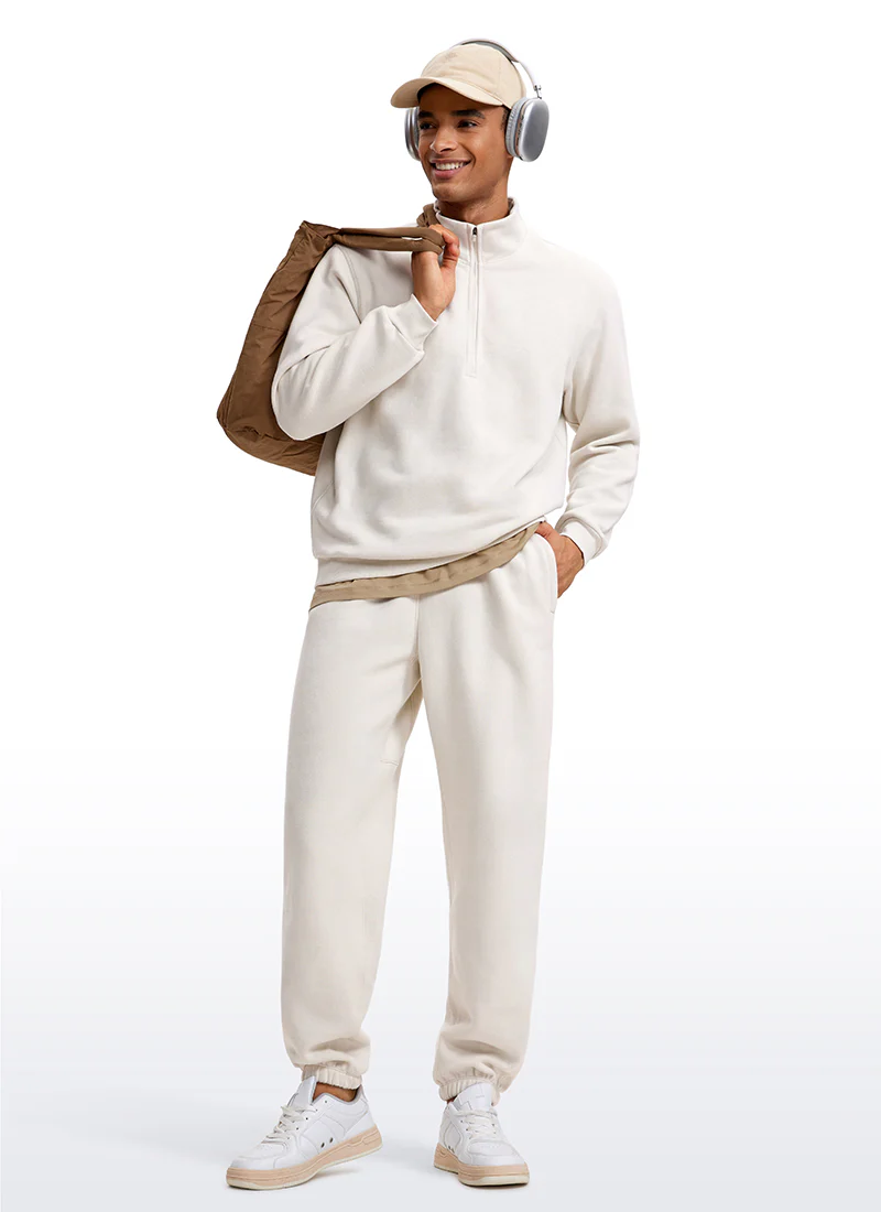 Fleece Lined Half Zip Sweatshirts Mock Neck - Image 21