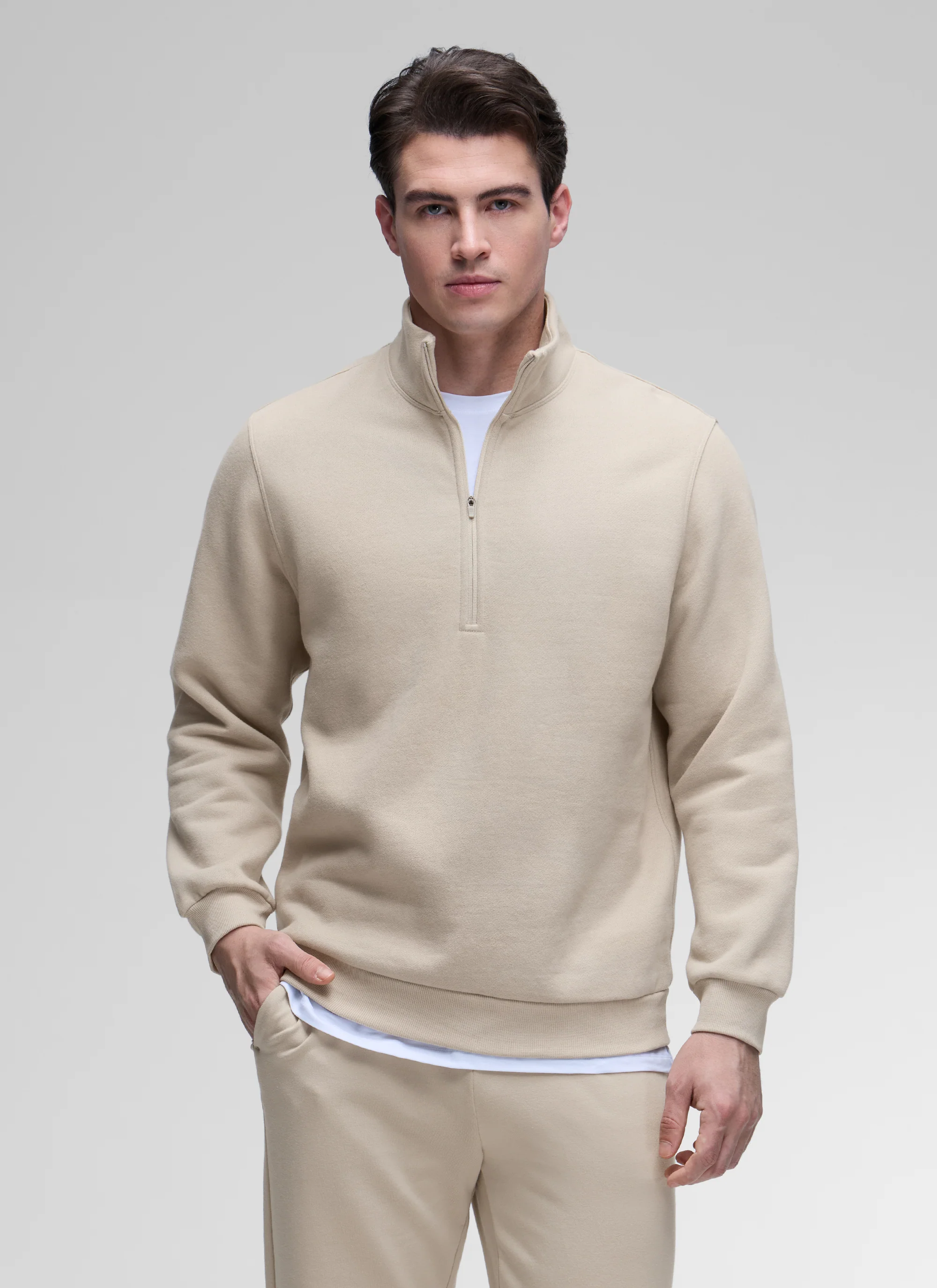 Fleece Lined Half Zip Sweatshirts Mock Neck - Image 24