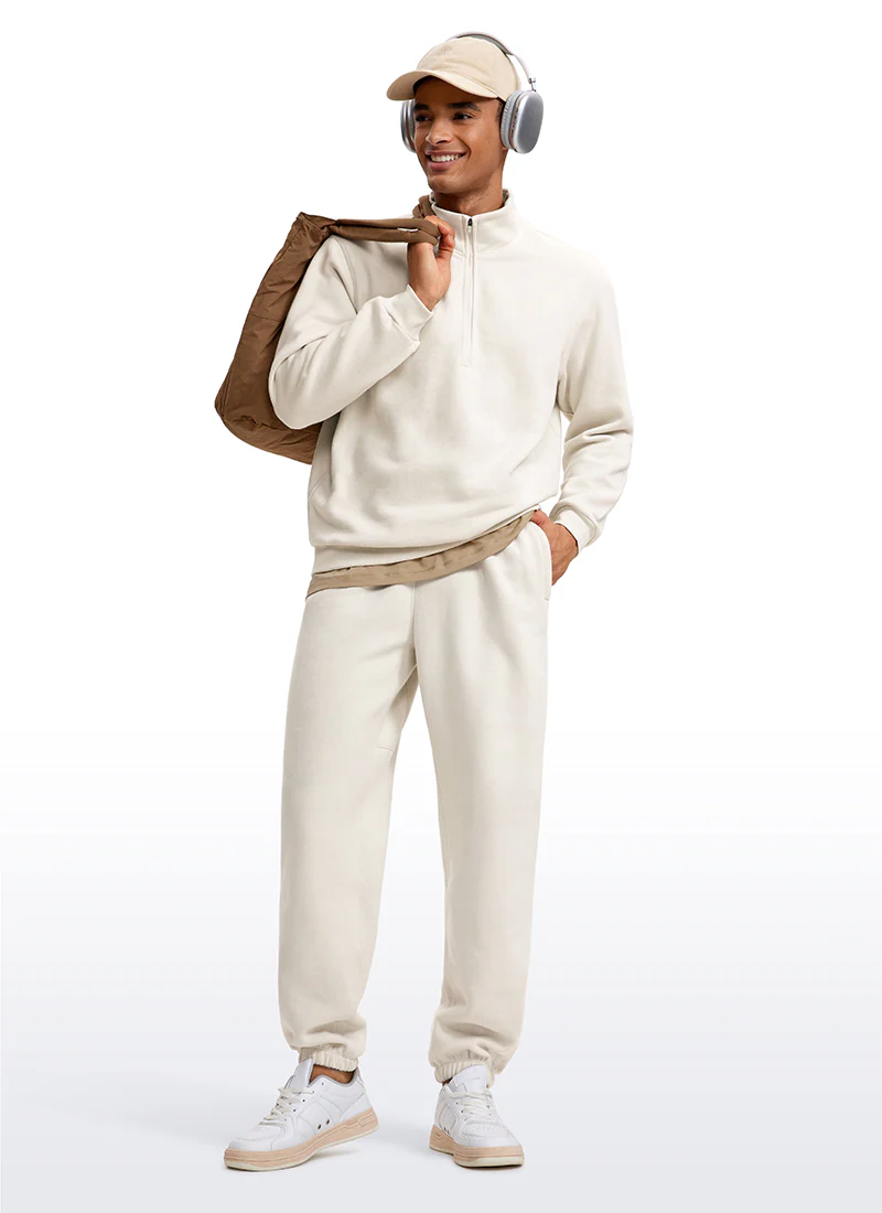 Fleece Lined Half Zip Sweatshirts Mock Neck - Image 3