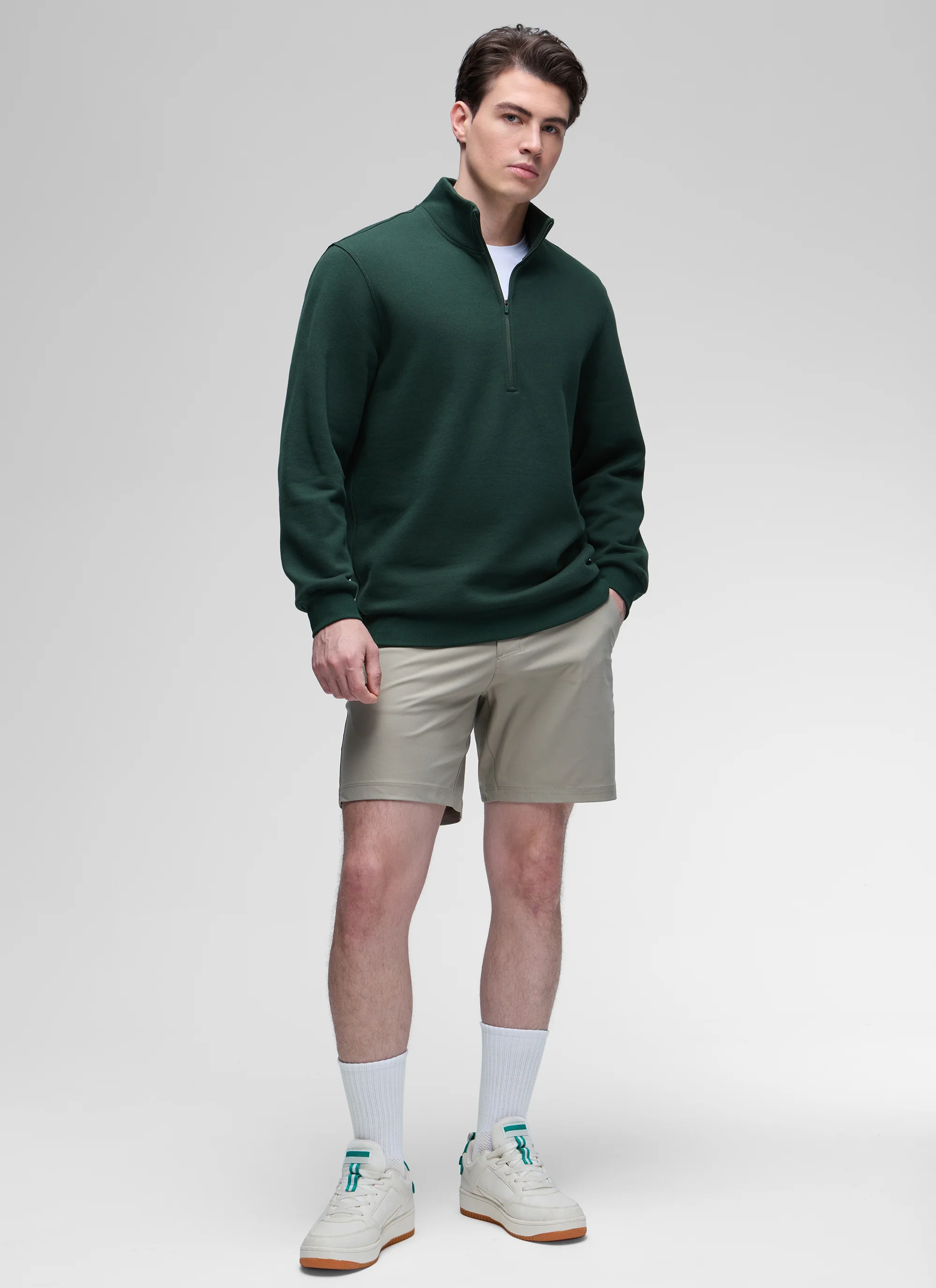 Fleece Lined Half Zip Sweatshirts Mock Neck - Image 30