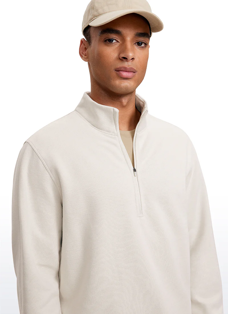 Fleece Lined Half Zip Sweatshirts Mock Neck - Image 4