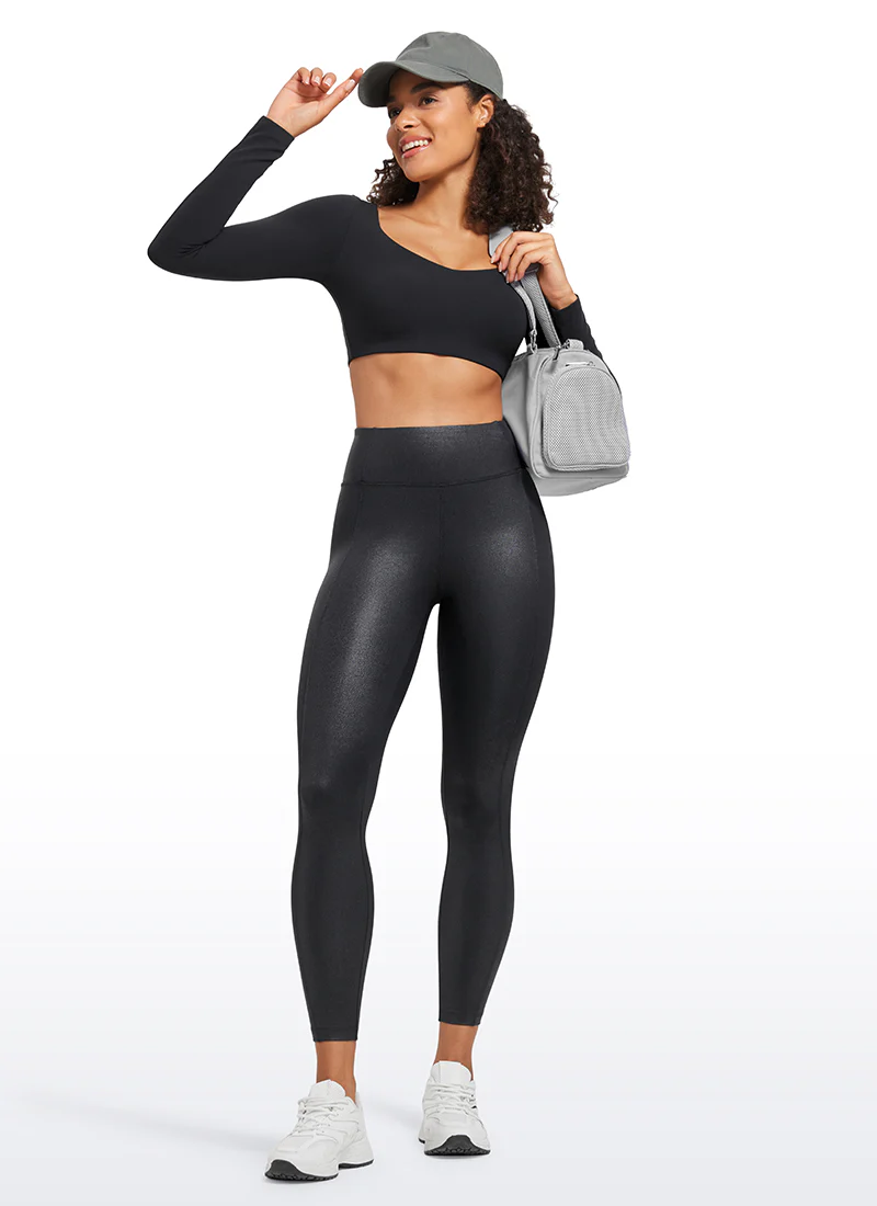 Faux Leather Back Pocket Legging 25" - Image 3