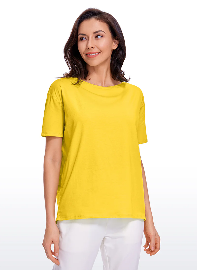 Pima Cotton Boat Neck Short Sleeve - Image 4