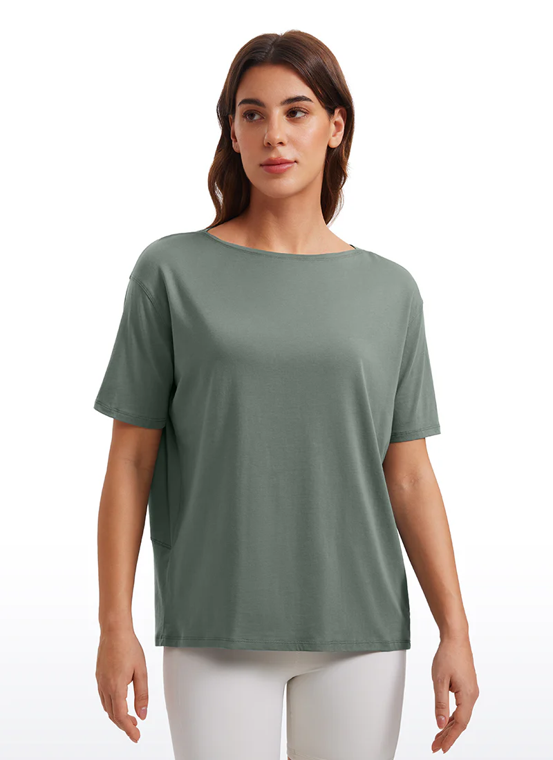 Pima Cotton Boat Neck Short Sleeve - Image 14