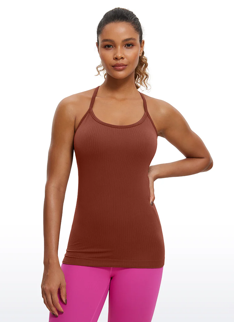 Speedy Seamless Built in Bra Pure color Tank - Image 19