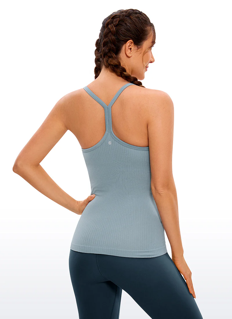 Speedy Seamless Built in Bra Pure color Tank - Image 19