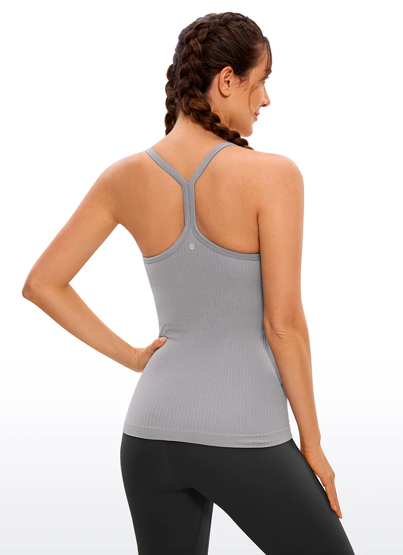 Speedy Seamless Built in Bra Pure color Tank - Image 2