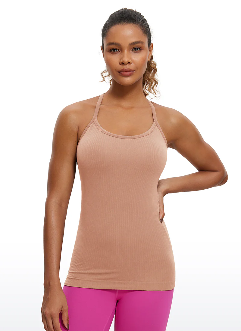 Speedy Seamless Built in Bra Pure color Tank - Image 21