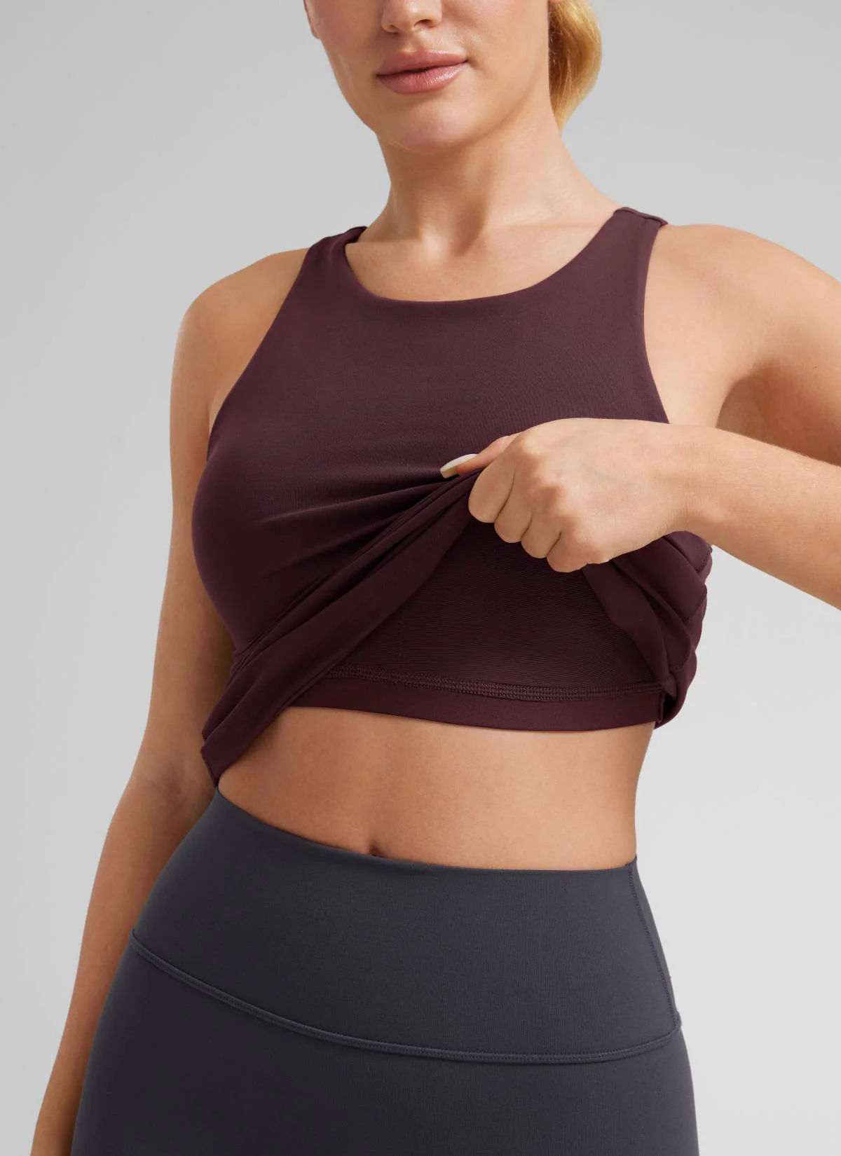 Butterluxe Hip Length Built-in Bra Tanks High Neck - Image 34