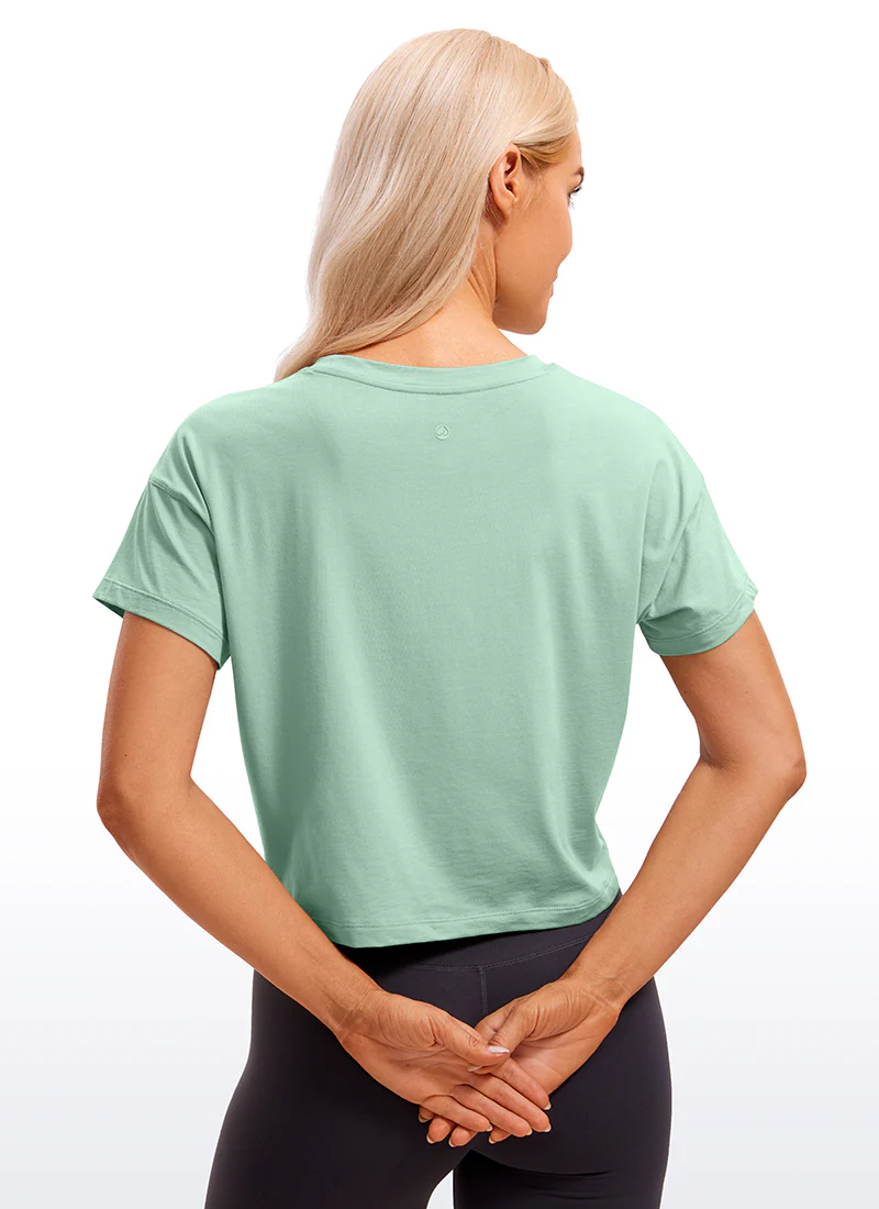 Pima Cotton Crew Neck Cropped Short Sleeve - Image 20