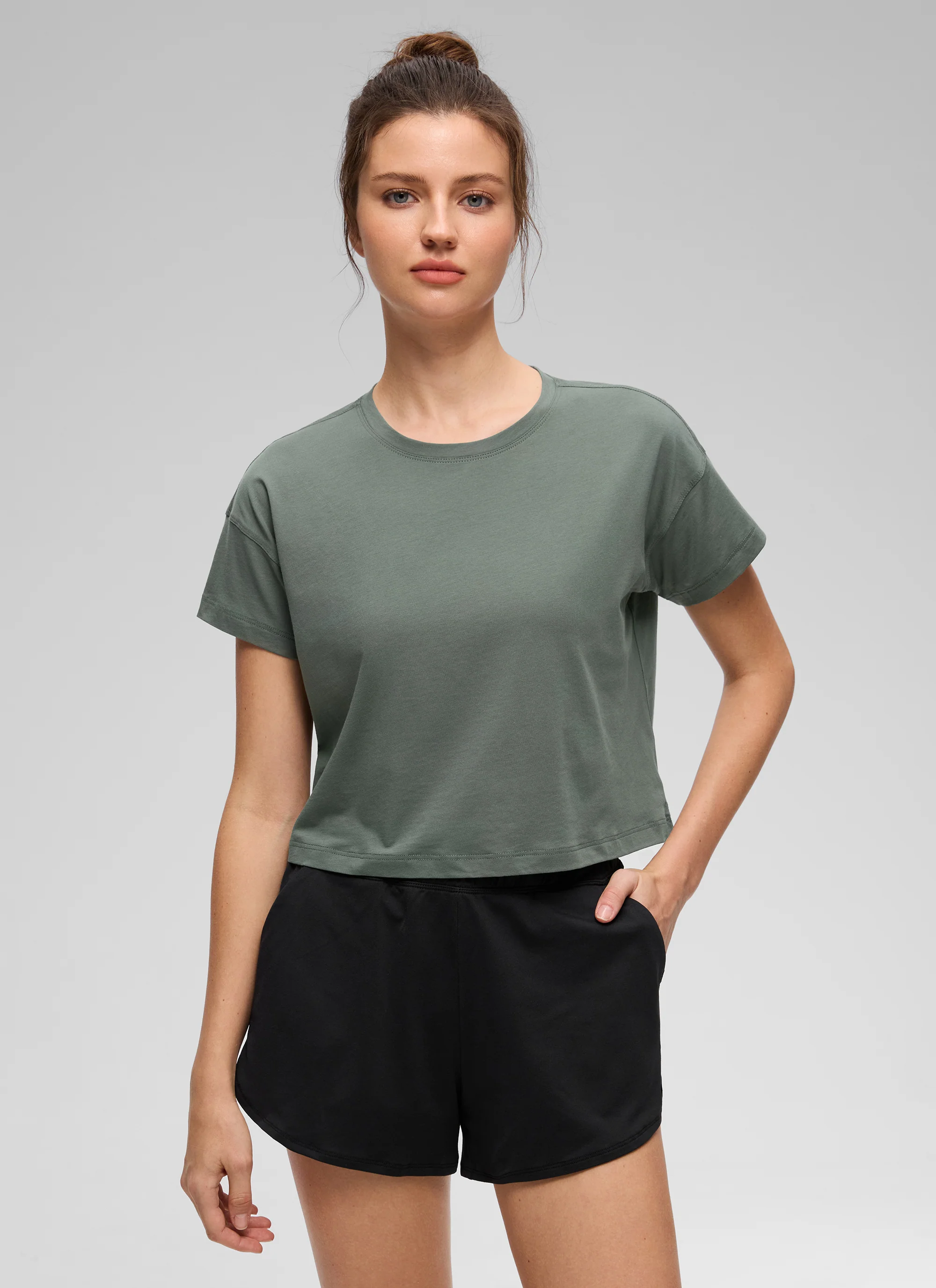 Pima Cotton Crew Neck Cropped Short Sleeve - Image 38