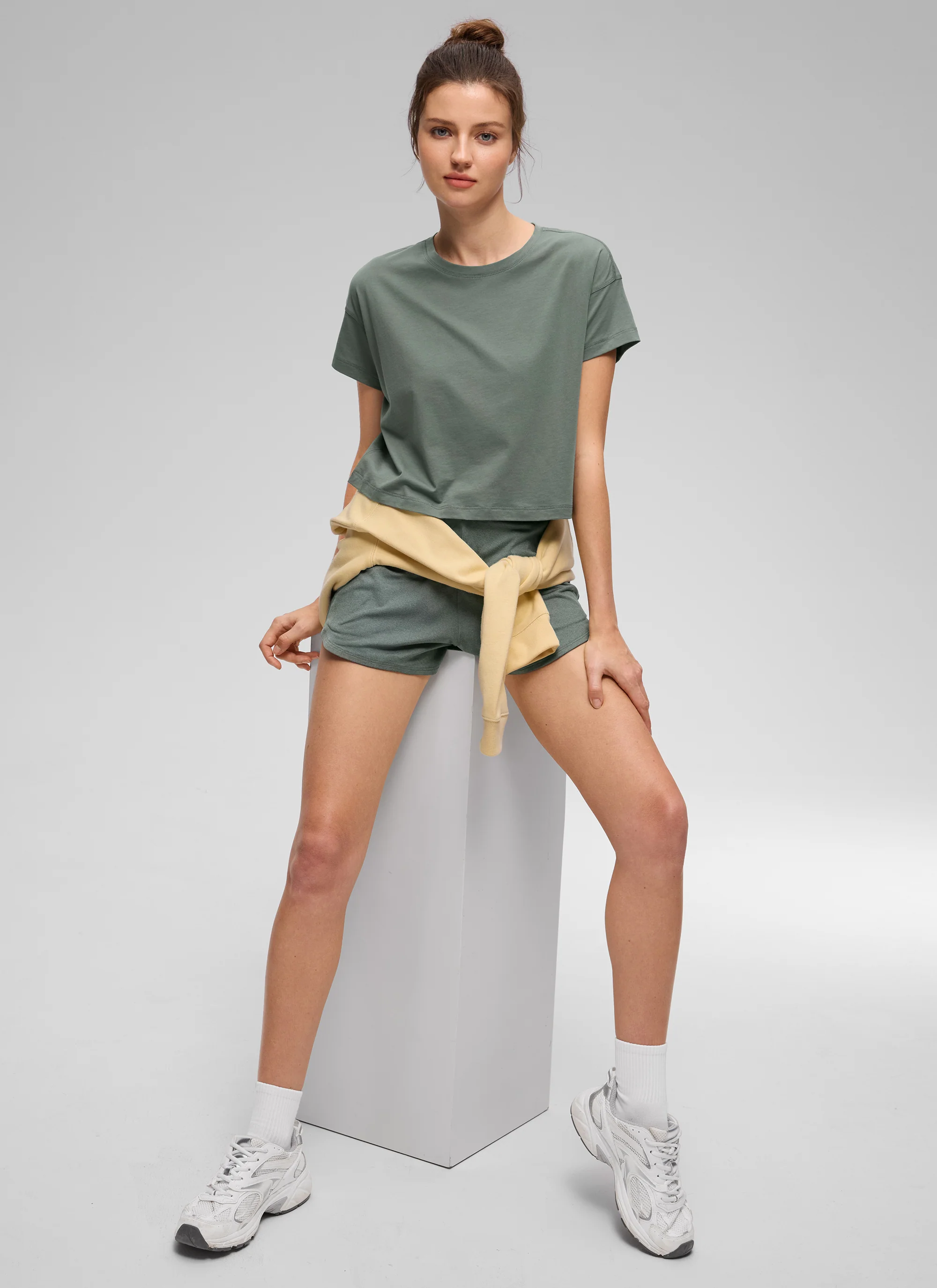 Pima Cotton Crew Neck Cropped Short Sleeve - Image 40