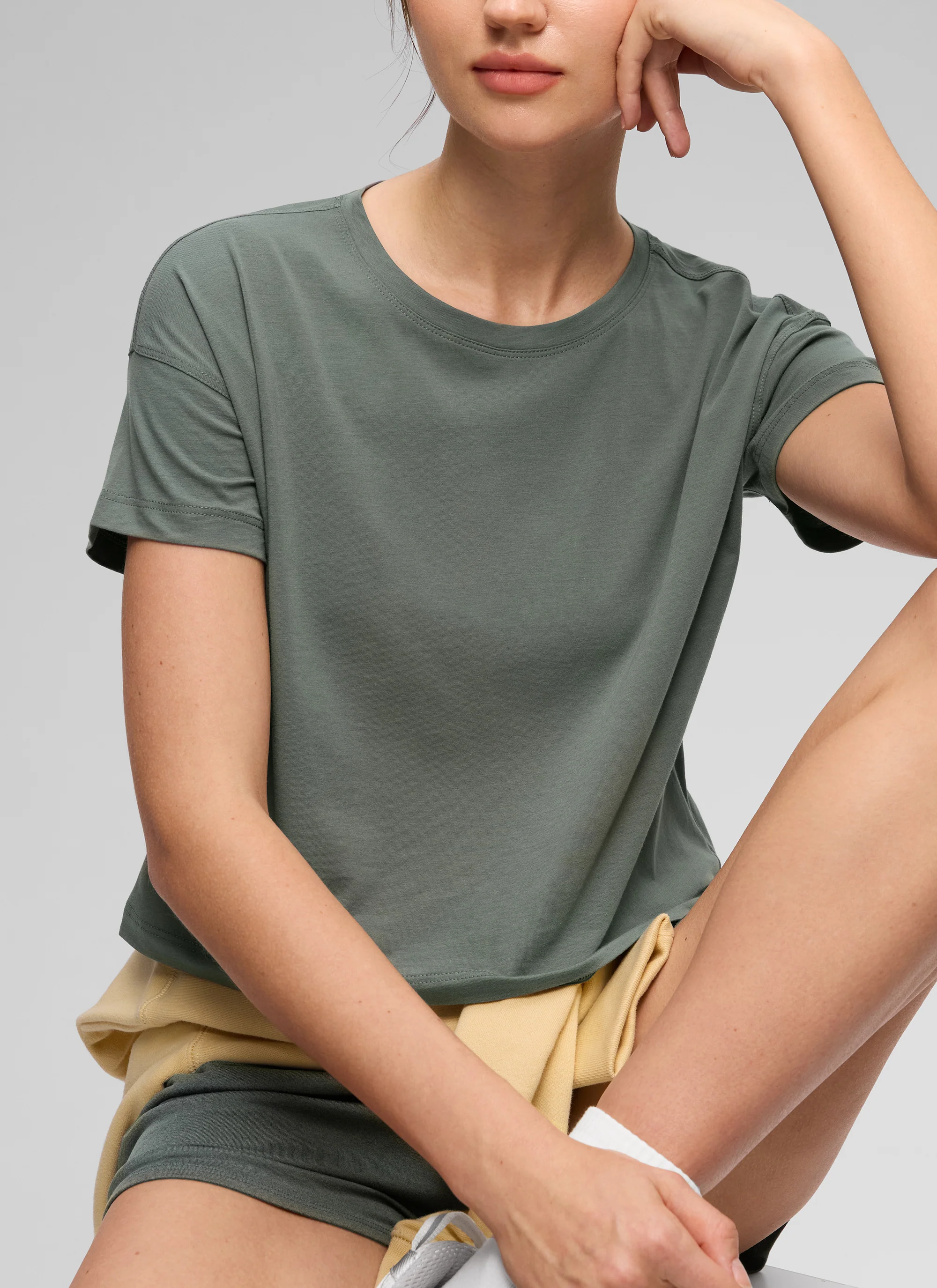 Pima Cotton Crew Neck Cropped Short Sleeve - Image 41