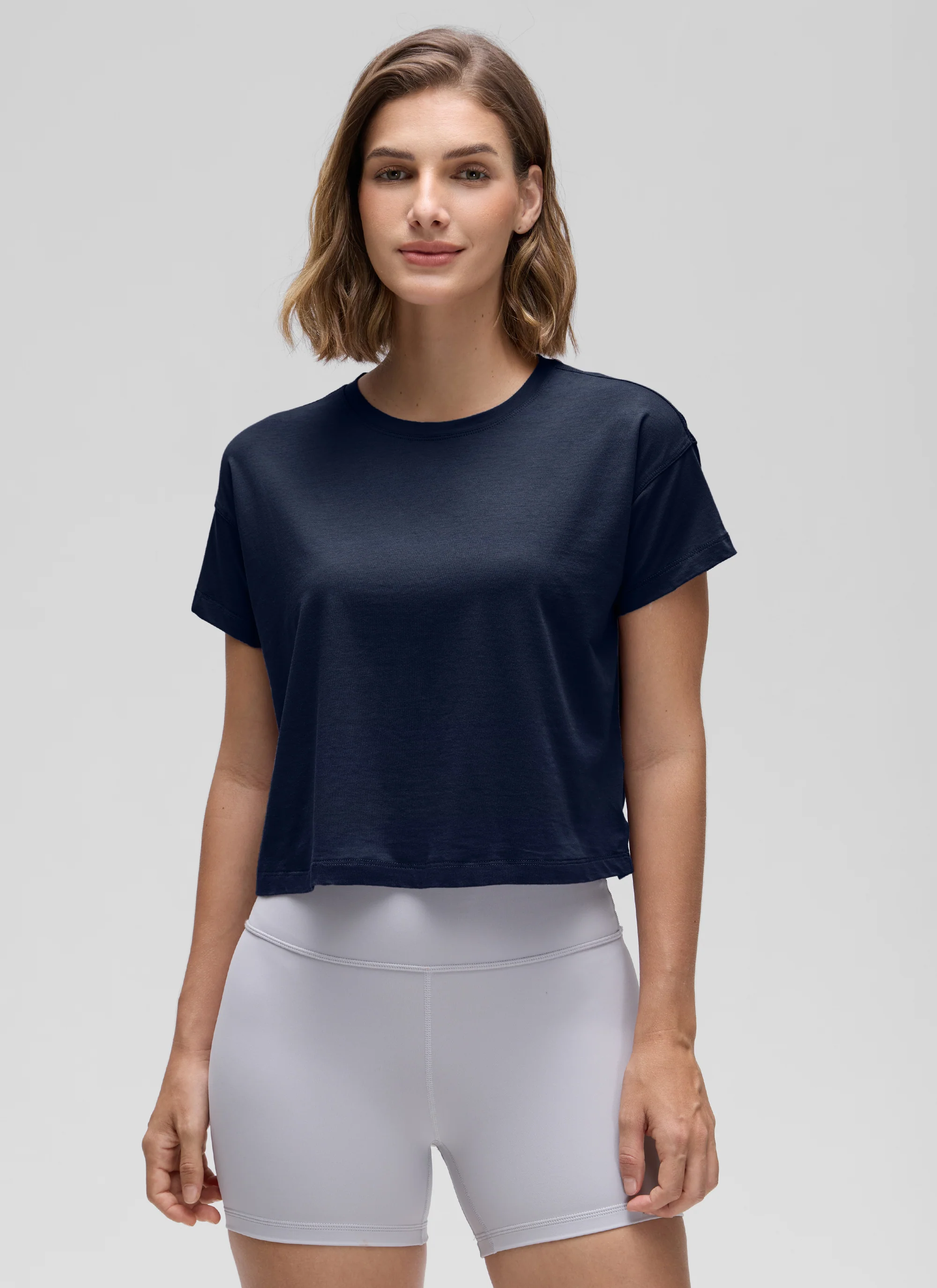 Pima Cotton Crew Neck Cropped Short Sleeve - Image 12
