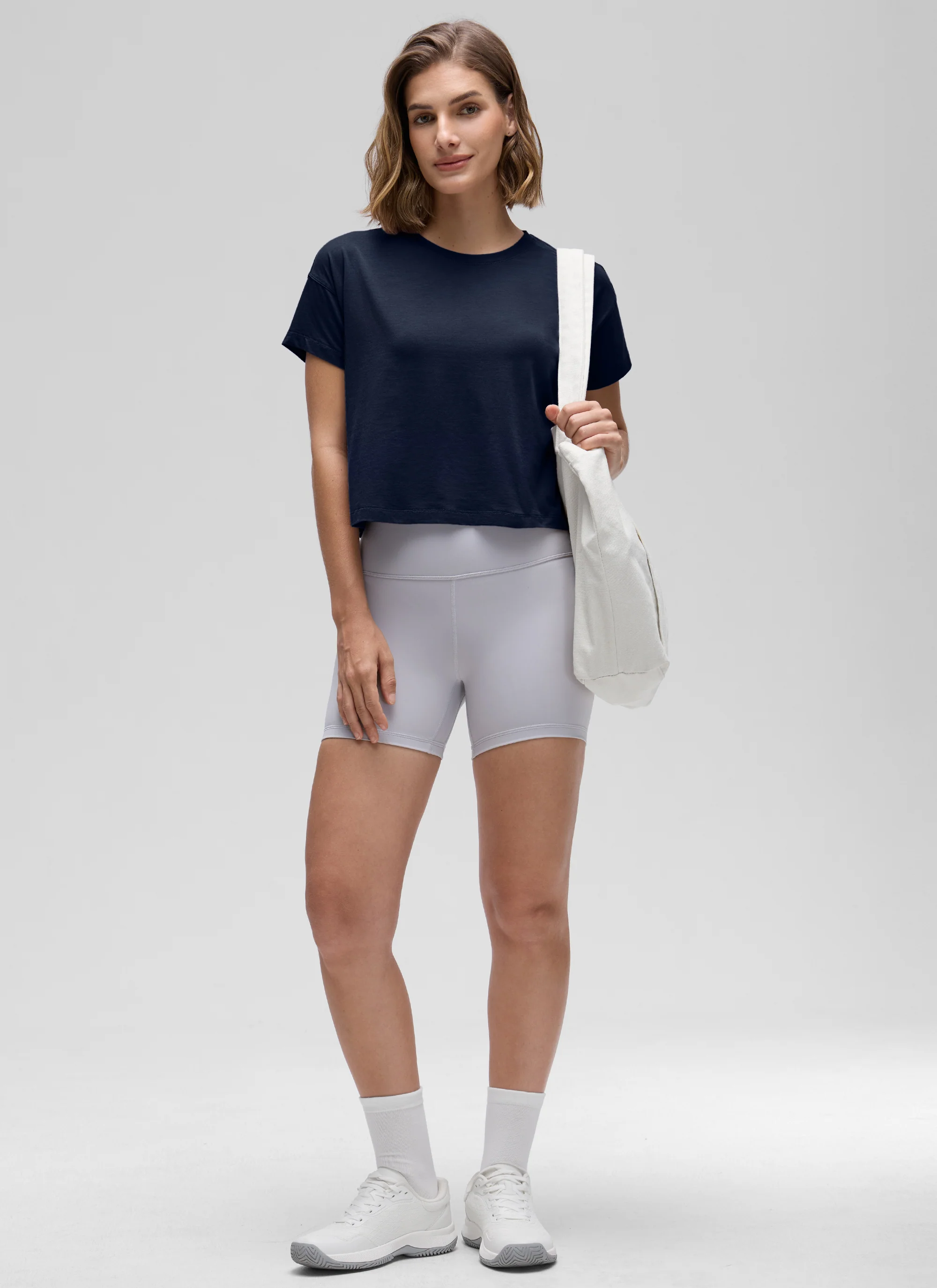 Pima Cotton Crew Neck Cropped Short Sleeve - Image 14