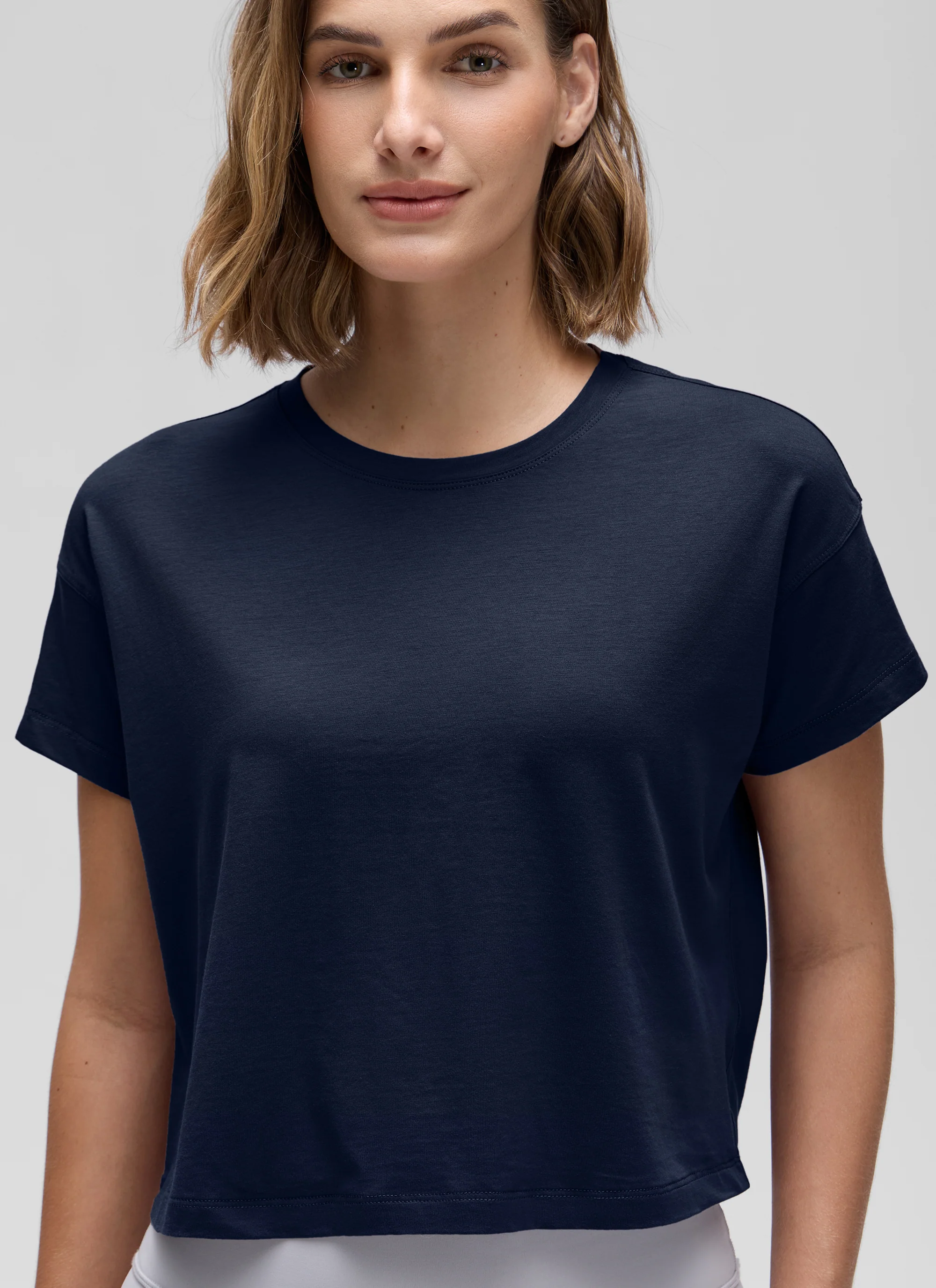Pima Cotton Crew Neck Cropped Short Sleeve - Image 15