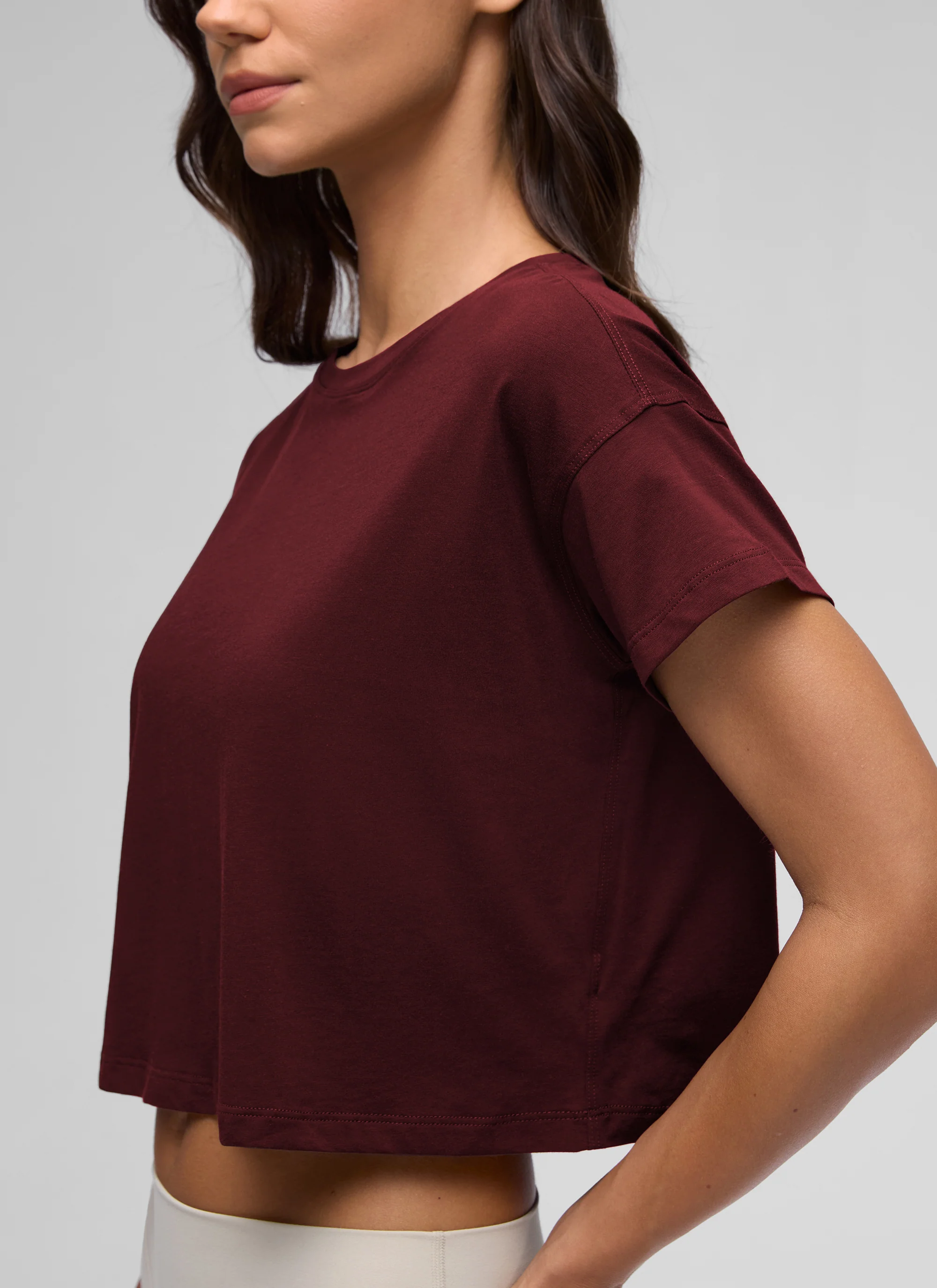Pima Cotton Crew Neck Cropped Short Sleeve - Image 4