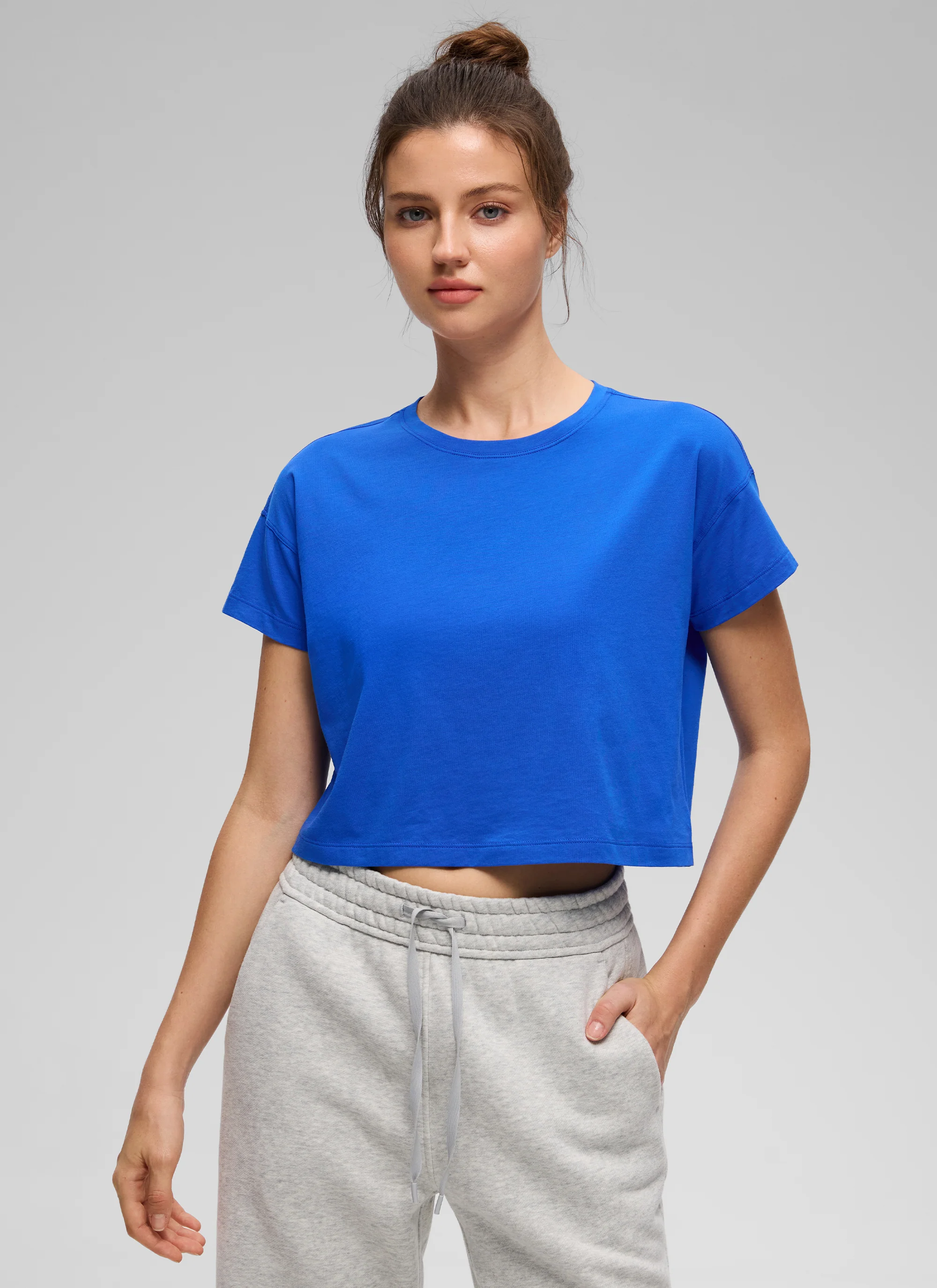 Pima Cotton Crew Neck Cropped Short Sleeve - Image 5