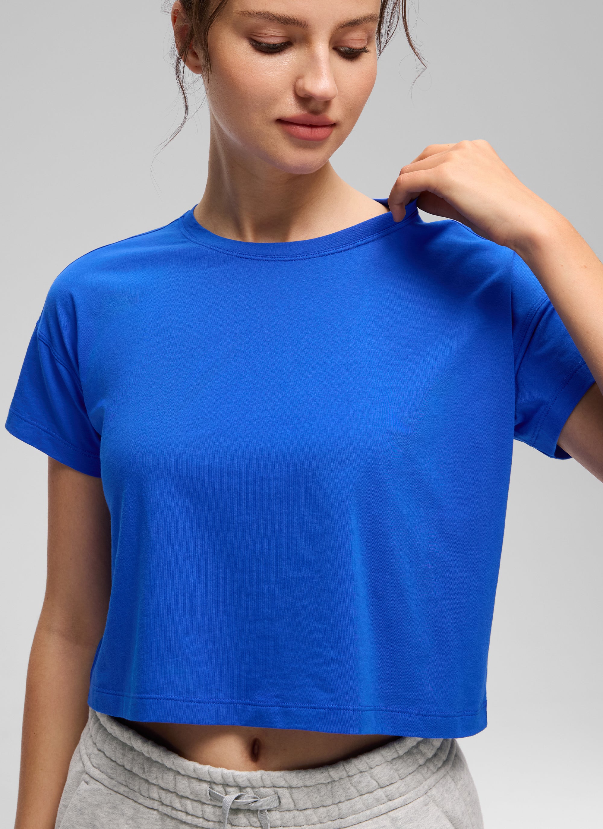 Pima Cotton Crew Neck Cropped Short Sleeve - Image 8