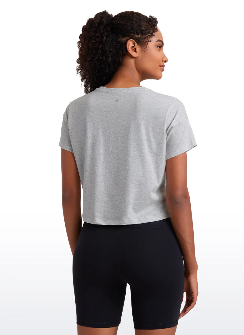 Pima Cotton Crew Neck Cropped Short Sleeve - Image 10