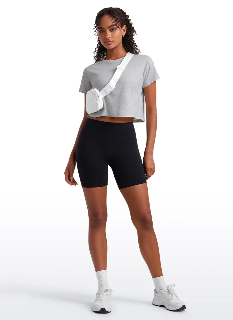Pima Cotton Crew Neck Cropped Short Sleeve - Image 11
