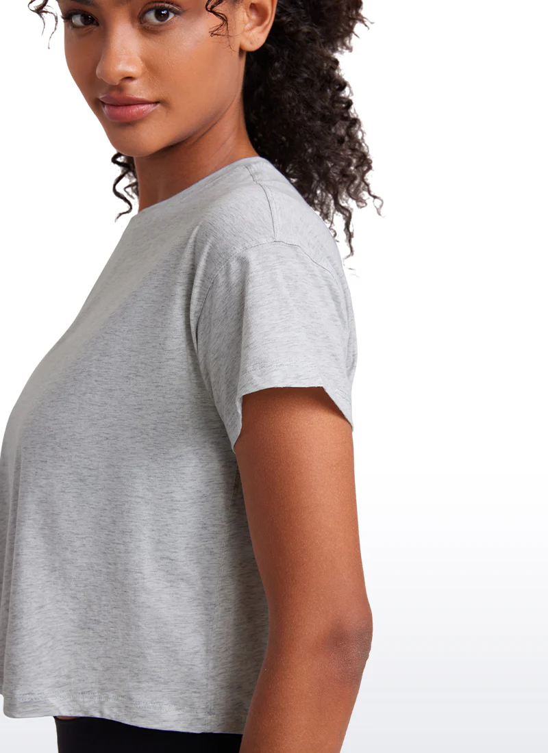 Pima Cotton Crew Neck Cropped Short Sleeve - Image 12