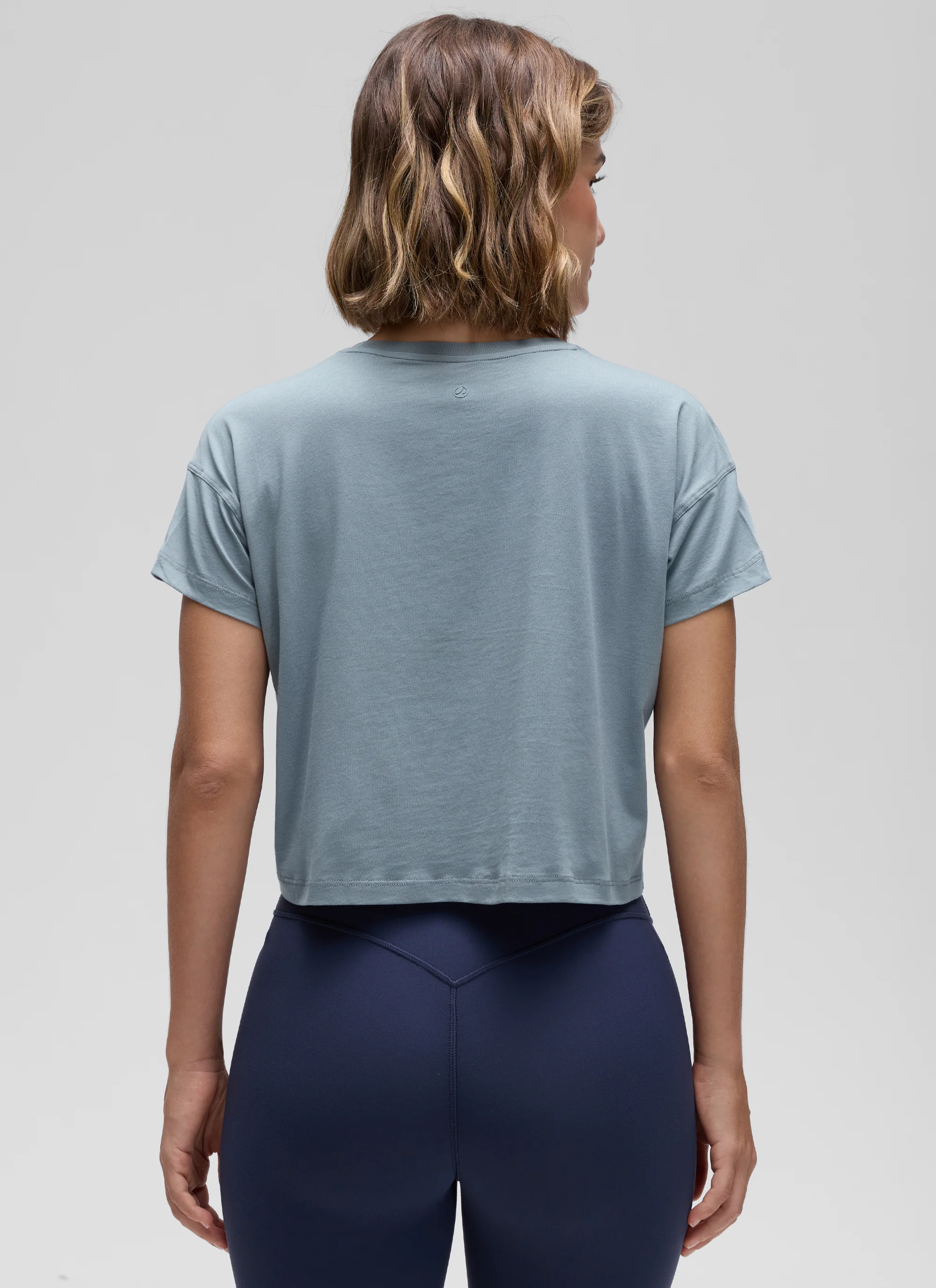 Pima Cotton Crew Neck Cropped Short Sleeve - Image 2
