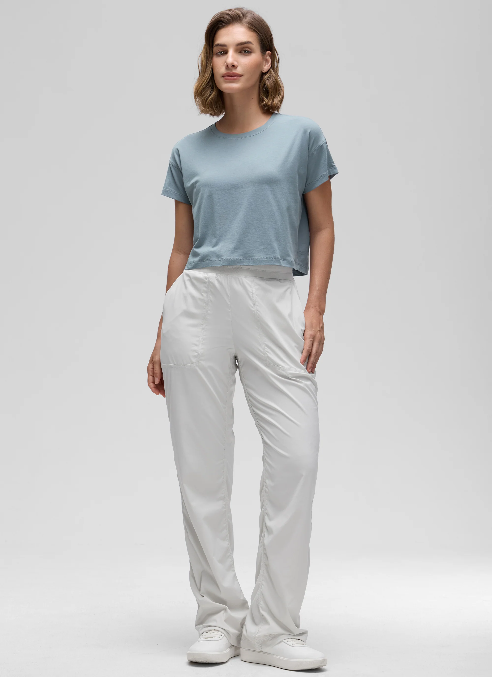 Pima Cotton Crew Neck Cropped Short Sleeve - Image 3
