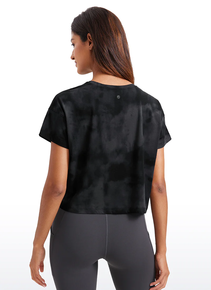 Pima Cotton Crew Neck Cropped Short Sleeve - Image 6
