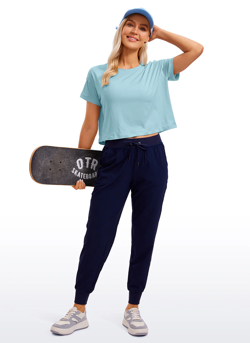 Pima Cotton Crew Neck Cropped Short Sleeve - Image 3