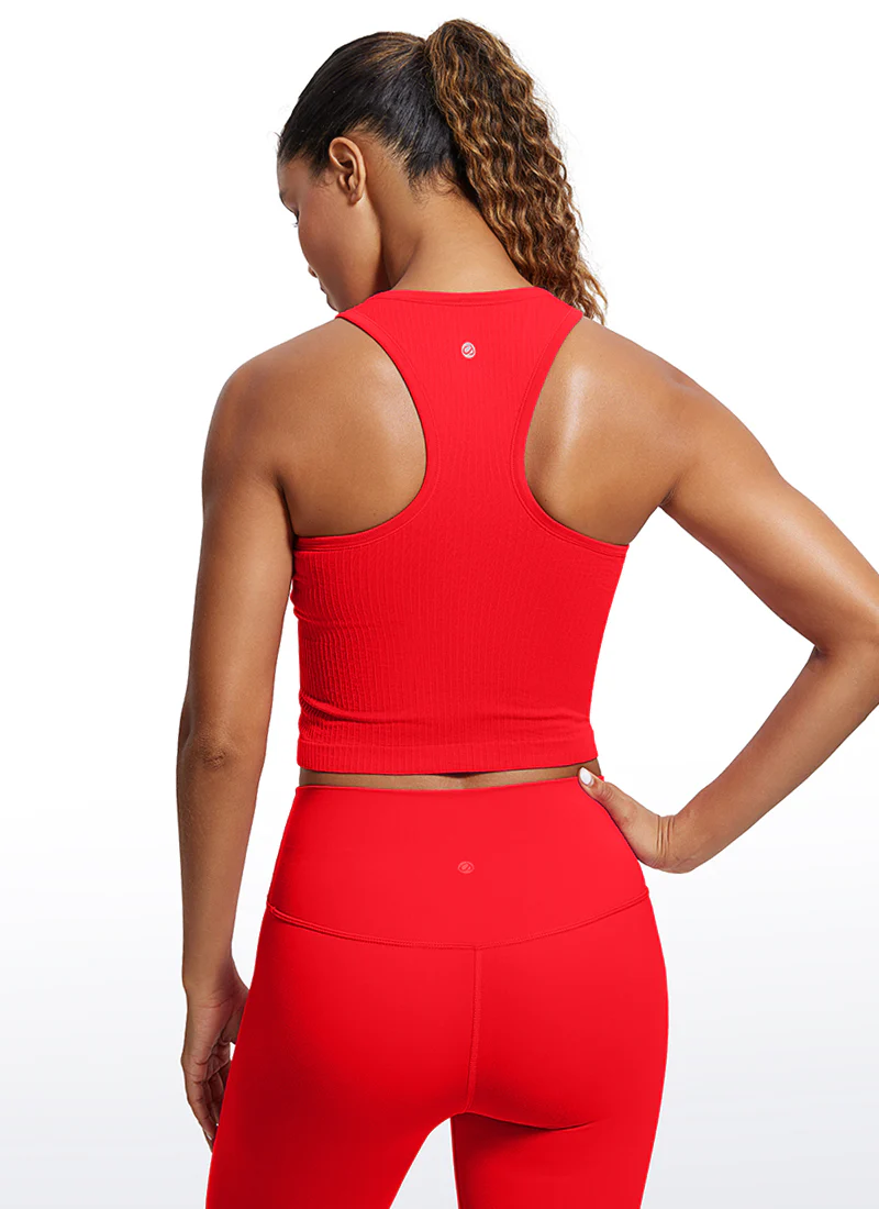 Seamless Ribbed Racerback Crop Tank - Image 28