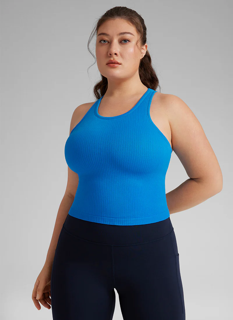 Seamless Ribbed Racerback Crop Tank - Image 32