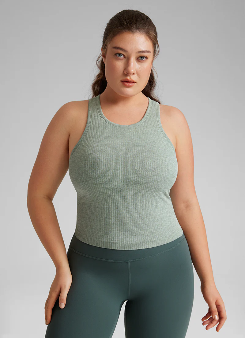 Seamless Ribbed Racerback Crop Tank - Image 7