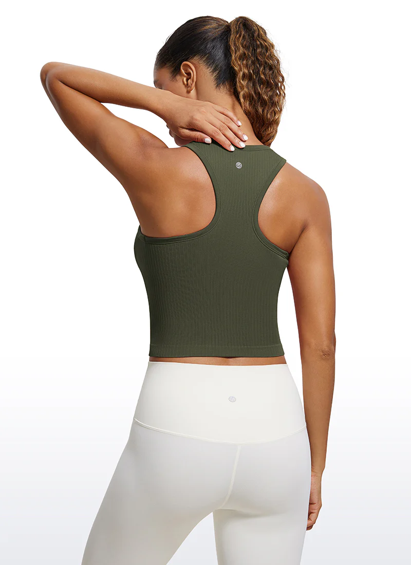 Seamless Ribbed Racerback Crop Tank - Image 2