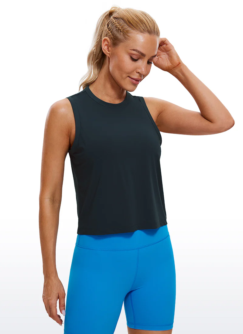 Pima Cotton High Neck Cropped Tank - Image 15