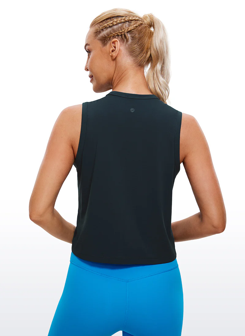 Pima Cotton High Neck Cropped Tank - Image 16