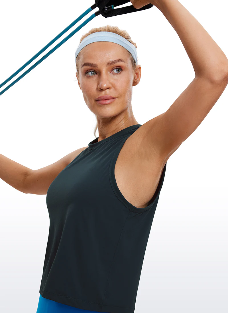 Pima Cotton High Neck Cropped Tank - Image 18