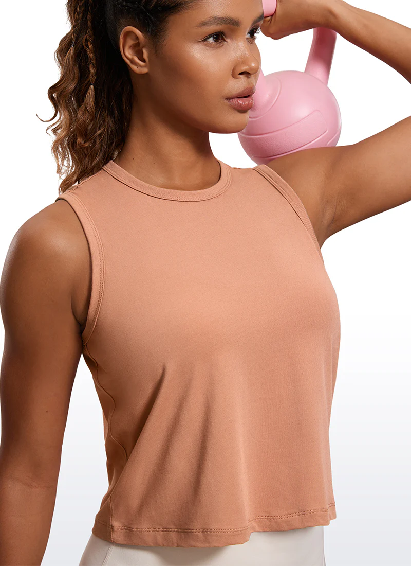 Pima Cotton High Neck Cropped Tank - Image 22