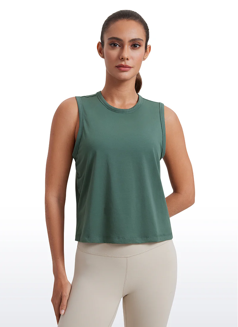 Pima Cotton High Neck Cropped Tank - Image 23
