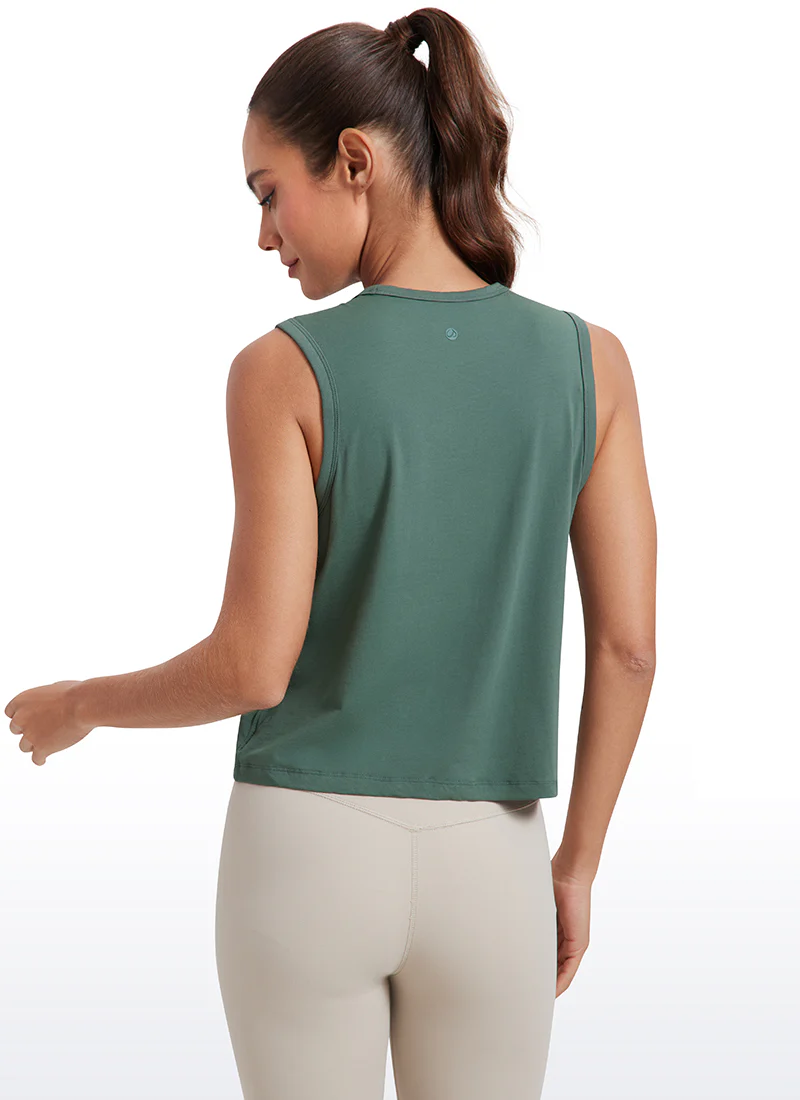 Pima Cotton High Neck Cropped Tank - Image 24