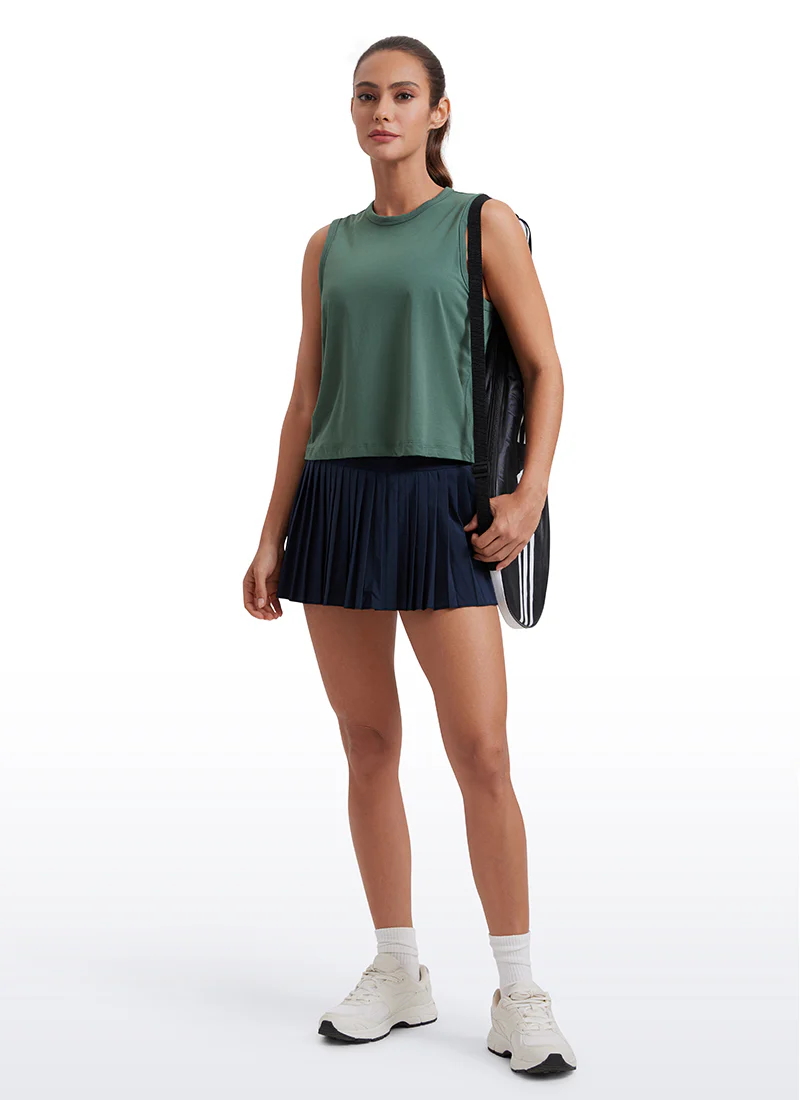 Pima Cotton High Neck Cropped Tank - Image 25